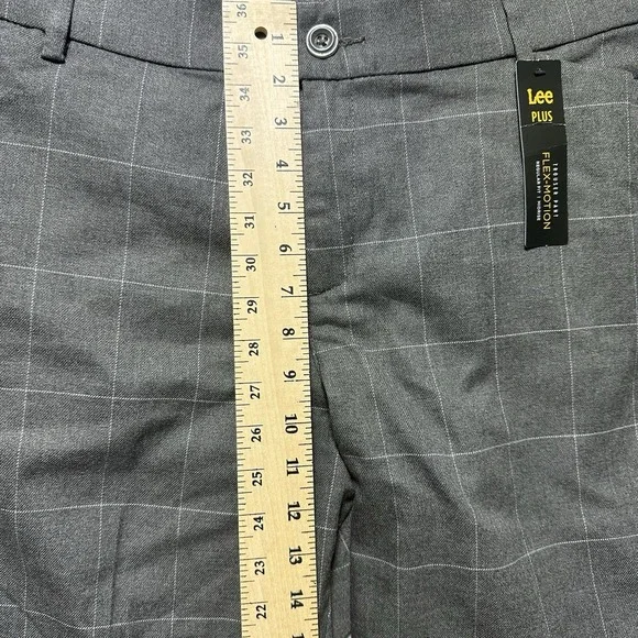 Lee‎ Plus Flex Motion Trouser Pant Heather Grey Windowpane Plaid Size 18w Petite - Picture 3 of 8